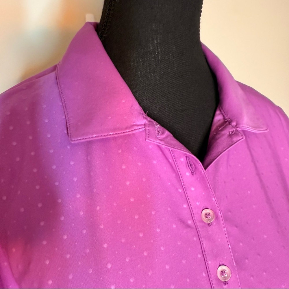 NIKE GOLF Purple Polka Dot Polo Shirt Top Athletic Golfcore Tenniscore Large - Picture 6 of 14